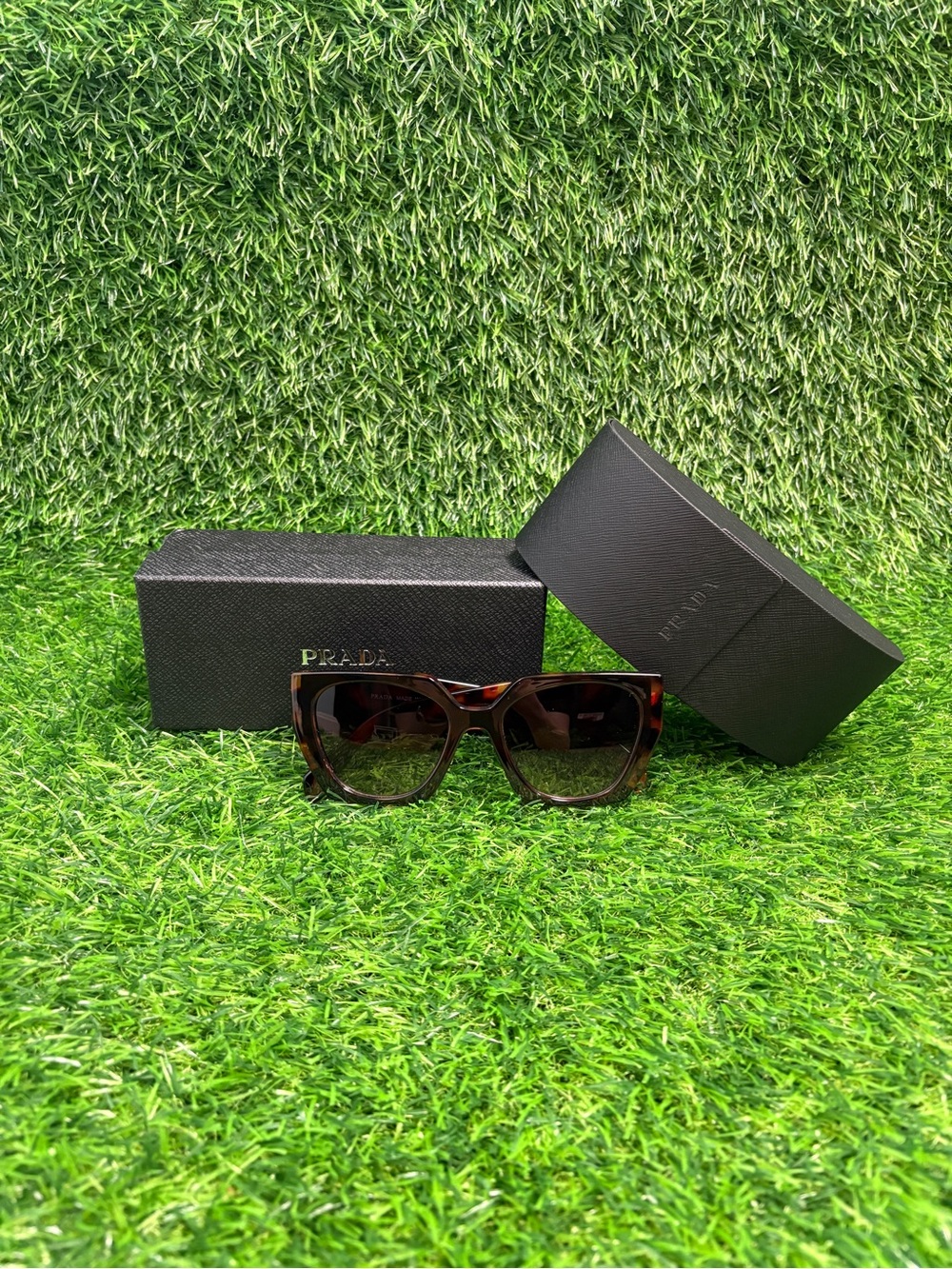 Prada Oversized Square Sunglasses Women Brown & Black Tortoiseshell